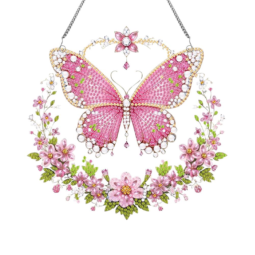 Acrylic Special Shaped Butterfly Animal Diamond Painting Hanging Ornaments Kit Rhinestone Diamond Art Window Pendants Home Decor
