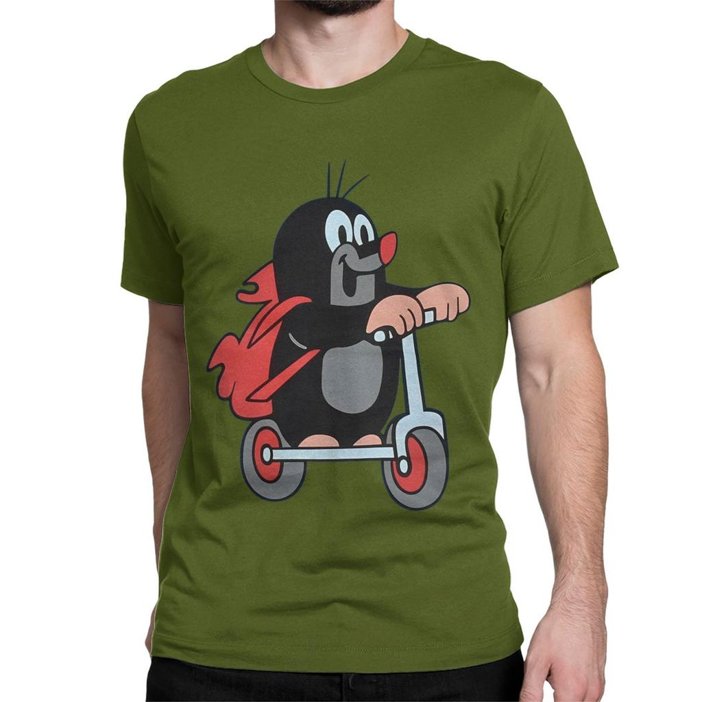 Cool The Little Mole Bike T-Shirts Men Women's Round Collar Pure Cotton T Shirts Cartoon Friends Together Tee Shirt New Clothes