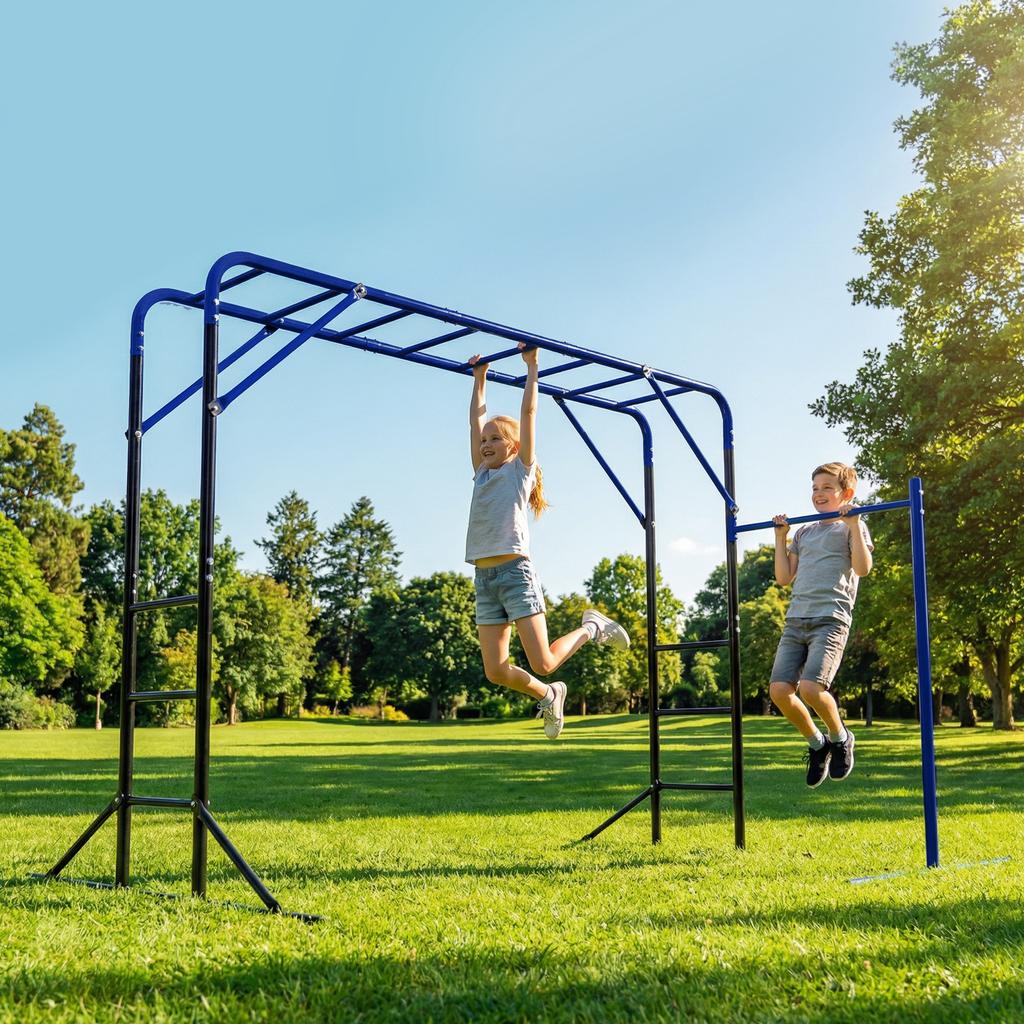 Klätterställning Utomhusklipptorn med Gymstång Pull-up-stång för Barn 3-8 År upp till 150 kg 250x190x180 cm Svart