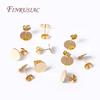 Ear Post with 8/10/12MM Pad 18K Gold-Plated Brass Metal Blank Post Earring Studs Base Pins DIY Earring Jewelry Making Findings