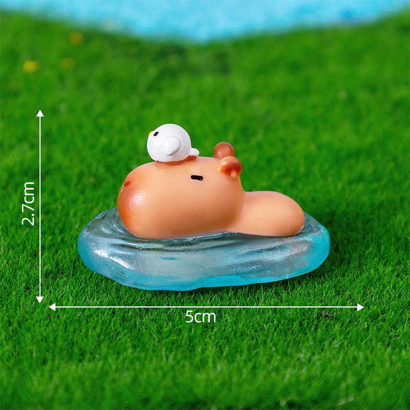 Miniature Cartoon Capybara Model Figurine Desk Garden Landscape Ornament Resin Craft Home Office Decor Car Desktop Knickknacks