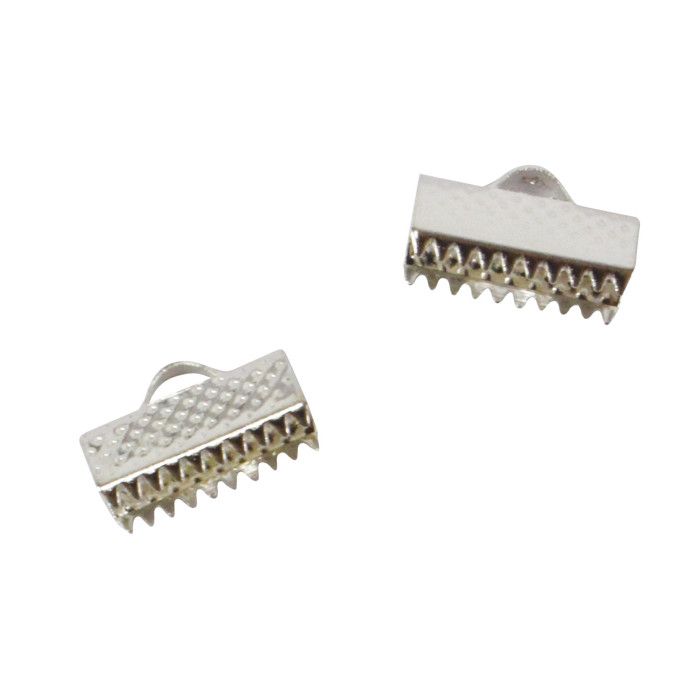 Embout fermoir pour ruban et miyuki 6x12mm Argenté x12
