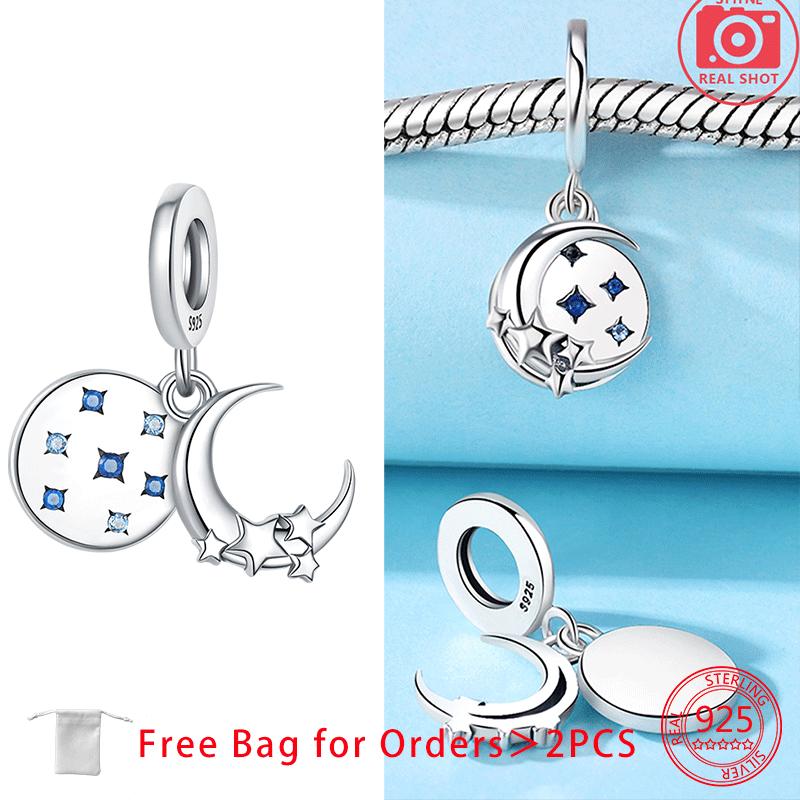 Charms Shining Zircon Moon Planet Rainbow Star Beads Copper Pendant Fit Original Bracelets Diy Women Jewelry Fine Gift