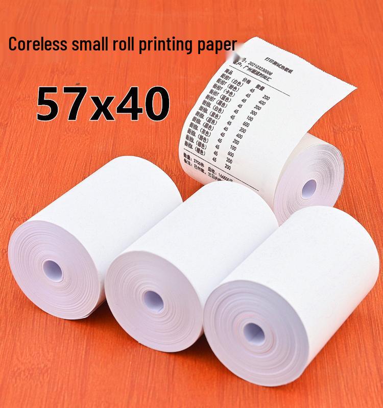 

57mm Thermal Receipt Paper 57x40/57x30 Roll for Cash Registers 57x40 Small Core [50 Rolls]