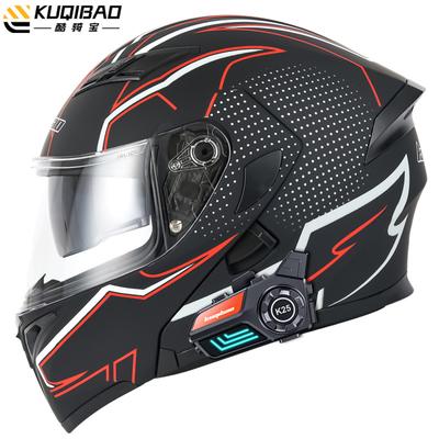 Cască de motocicletă cu lentilă dublă Kuqibao Cască rabatabilă Cască de motocicletă electrică Bluetooth Cască completă certificată 3C de rezistență lungă