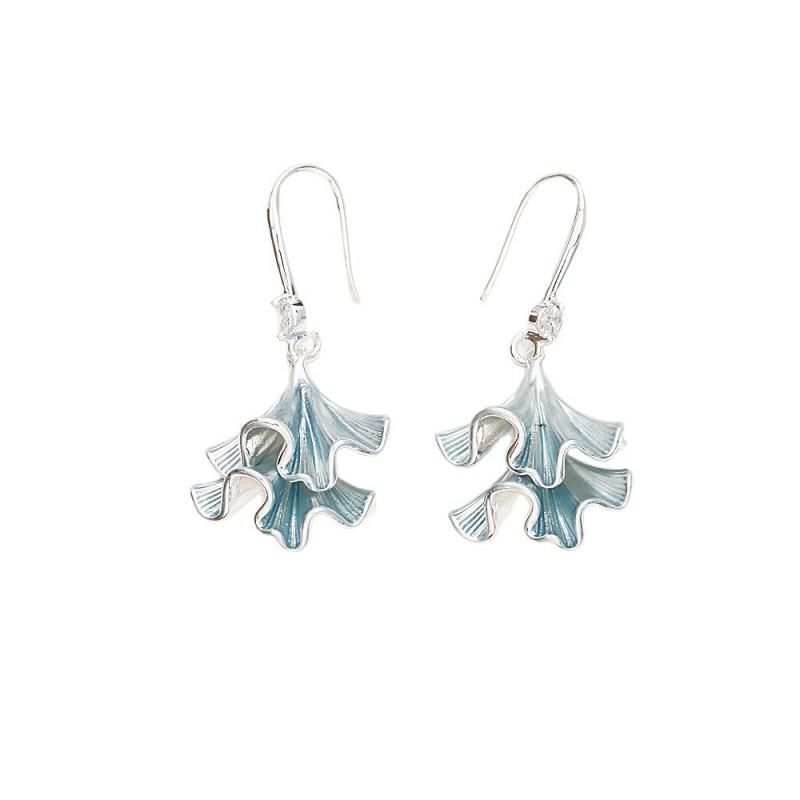 Elegant Ginkgo Leaf Earrings Women Gold Plated Copper Dainty Drop Sweet Chic Style Winter 2025 New Arrival