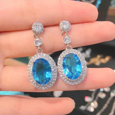 Echte S925 Zilveren Sterling Saffier Drop Earring Voor Vrouwen Aretes De Mujer Topaas Sieraden Edelsteen Oorbel Voor Vrouwelijke Orecchini