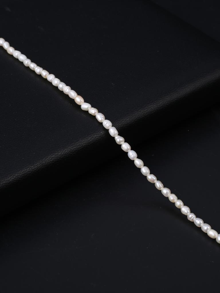 1String, White Natural Freshwater Pearls, Handmade Rice Pearl Beads, 3-3.5 Mm, for DIY Necklace Accessories, Jewelry Making, Women Gift, 36 Cm