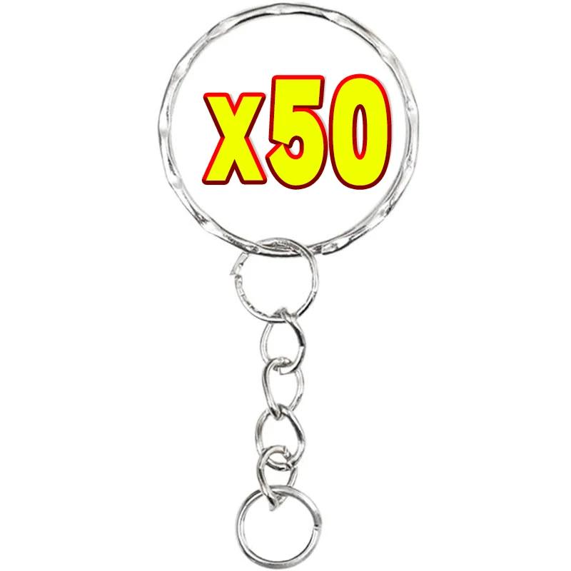 50/100PCS Stainless Steel Metal Blank Keyring Keychain Split Rings with Chain Climbing Buckles Carabiner Keychain Accessories