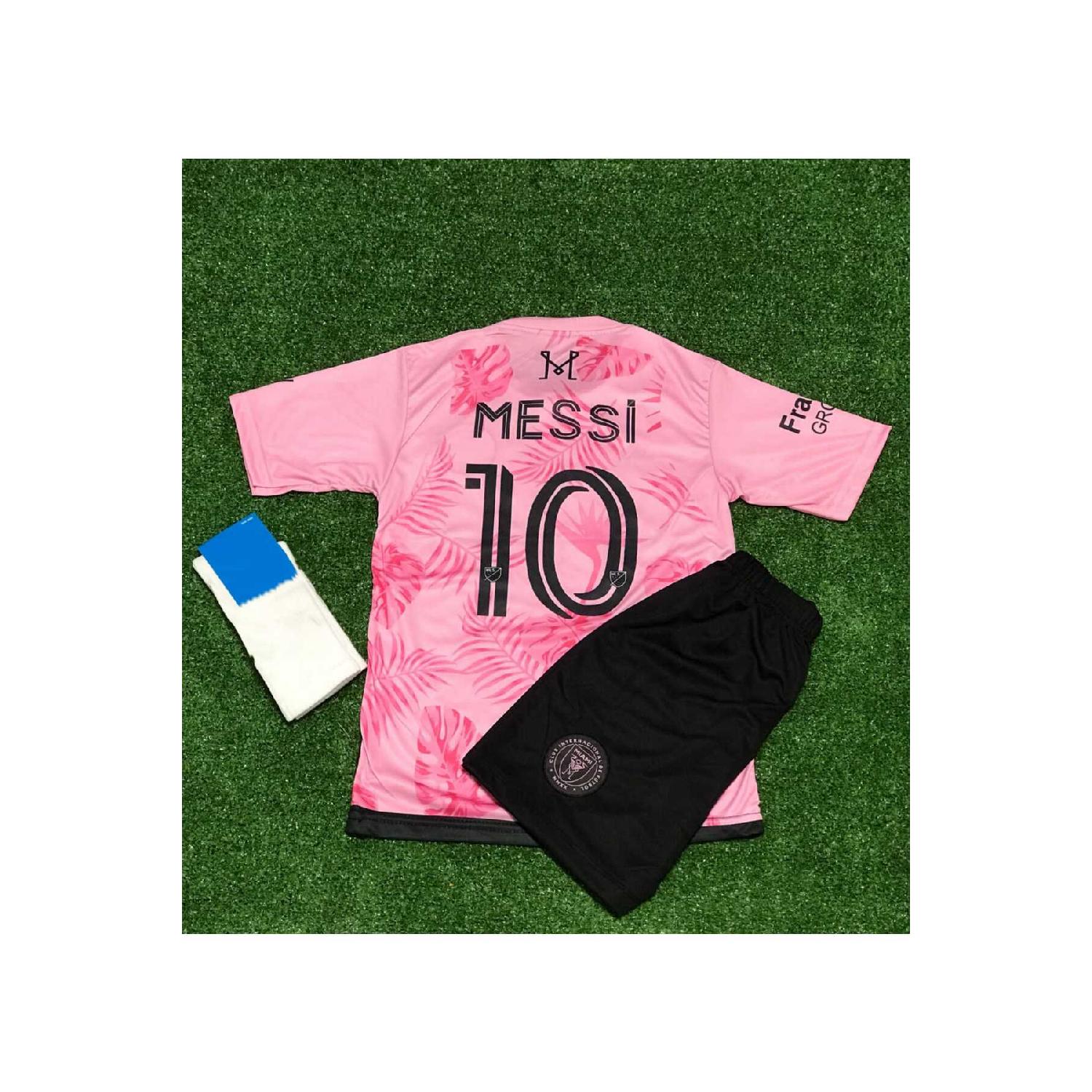 

Интер Майами 2023/24, новый сезон, Лионель Месси, специальная концепция, детские трикотажные шорты, носки, комплект из 3 предметов