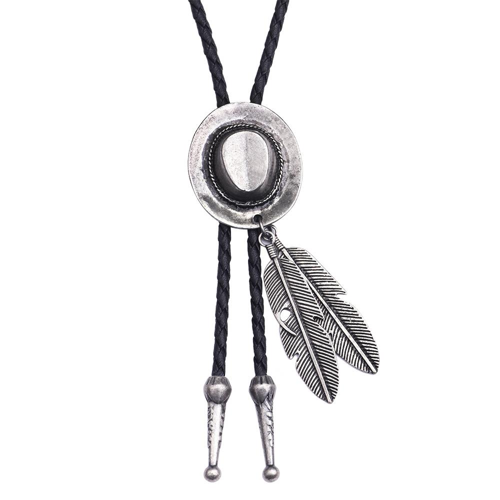 

Men s Trendy Bolo Tie Retro Shirt Chain Bolo Collar Rope Leather Necklace Tie Dance Necktie Star Wolf Cattle Pattern Pendant