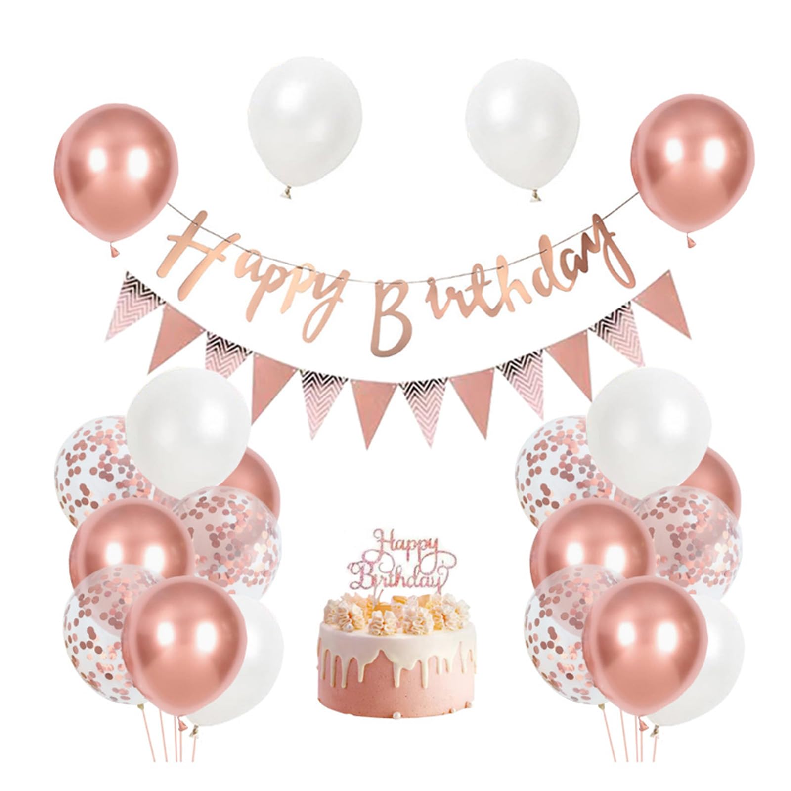 

Ronsan Birthday Balloon Decoration Set Happy Birthday Party Decorations Rose Gold Star-Shaped Confetti Balloons Kids and Adults