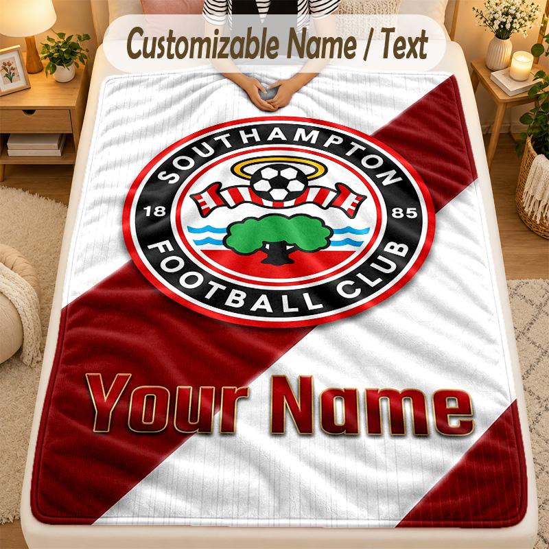 Flannel BlanketSouthampton FC Custom Name Text Personalized Soft Warm Throw Blanket Home Decor Gift