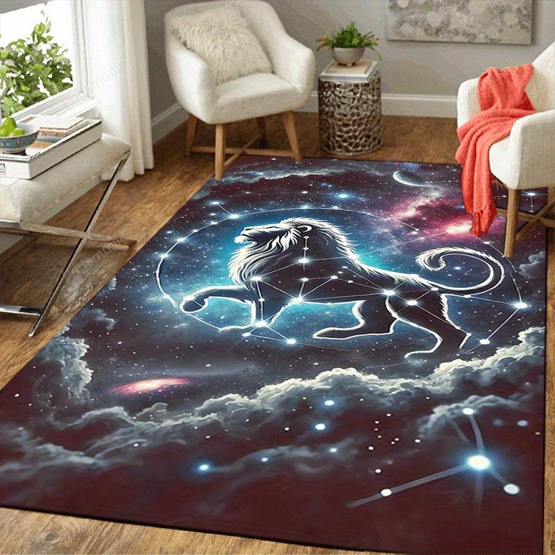 1pc Leo Pattern Area Rug, Anti slip Non Shedding Stain Resistant Carpet