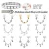 Women Fashion Zircon Star Butterfly Golden Heart Tassel Chain Italian Charms Fit 9mm Stainless Steel Bracelet DIY Jewelry Gift