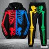 Felpe con Cappuccio da Uomo Stampa Scheletro 3D Set da 2 Pezzi Felpa con Cappuccio e Pantaloni Tuta Autunno/Inverno Halloween Casual Outdoor Set da Jogging