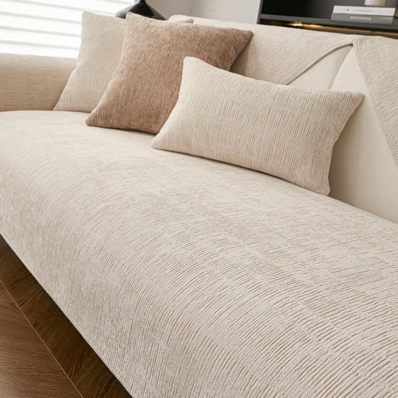 Solid Color Minimalist Sofa Cushion Chenille Cushions Backrest Cover Sofas Towel Cloth Dust Anti Slip Protective Seat Mat