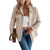 Casual Trend Versatile Autumn and Winter Fashion Women's Pearl Buttons Lapel Plaid Shirt Jacket Female