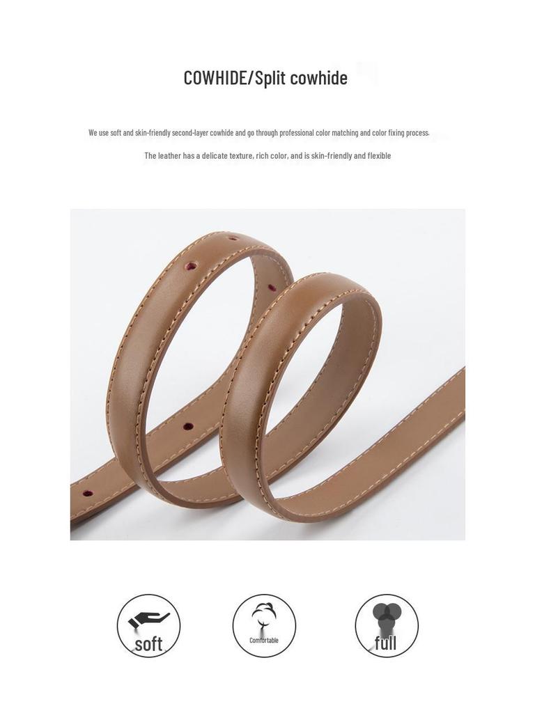 Damen Echter Leder Skinny Taillengürtel - Vielseitige Dekoration für Jeans und Freizeithosen.