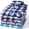 High Quality Men's 100% Cotton Shirt Luxury Long Sleeve New Designer Business Soft Thin Checked Buttoned Slim Fit Formal Shirt