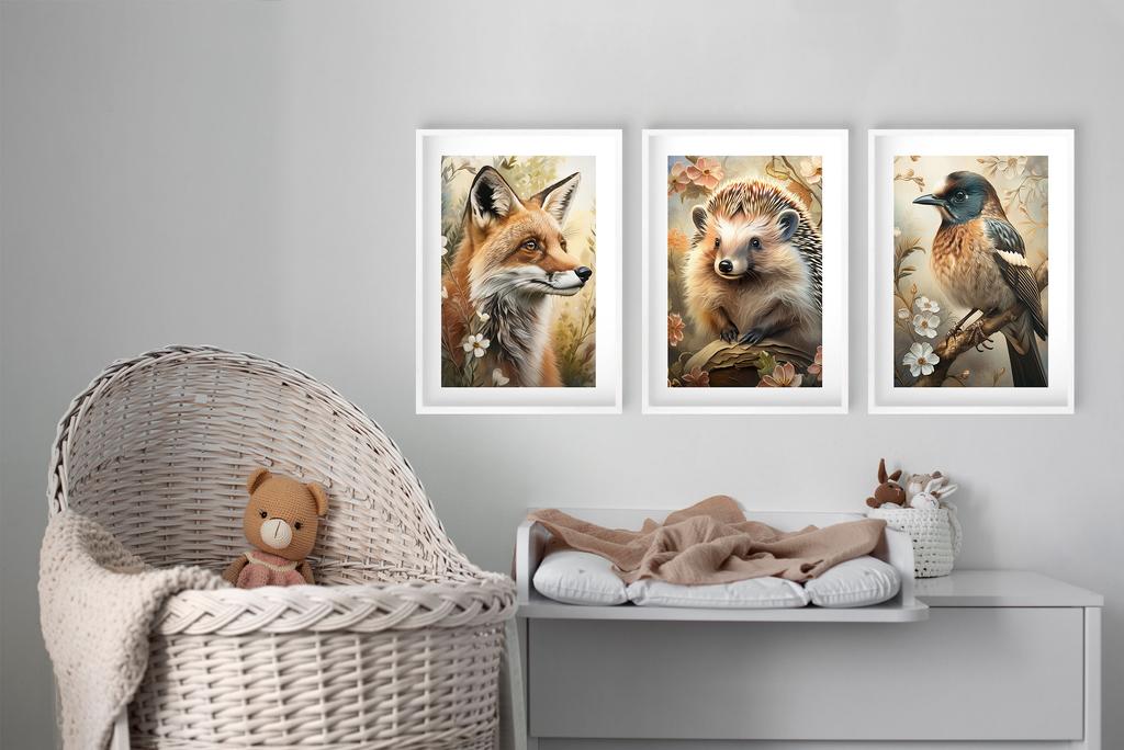 Plakaty dla Dzieci ze Zwierzętami Obrazki do pokoju dziecięcego 30x40