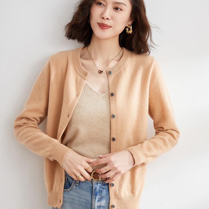 Women Cardigans Sweater O-neck Spring Autumn Knitted Cashmere Cardigans Solid Single Breasted Womens Sweaters