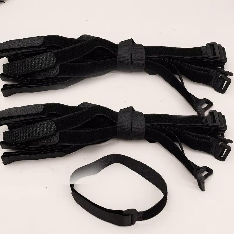 Reusable Black Nylon Hook and Loop Cinch Straps Adjustable Wire Fastener Cable Ties For Household Office Cord ArrangementStoragePinstriping Tape 3