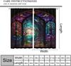 Stained Glass Blackout Window Curtains, Autumn Forest Mosaic Art Beautiful Nature Scenery Stained Glass Home Kitchen Livingroom