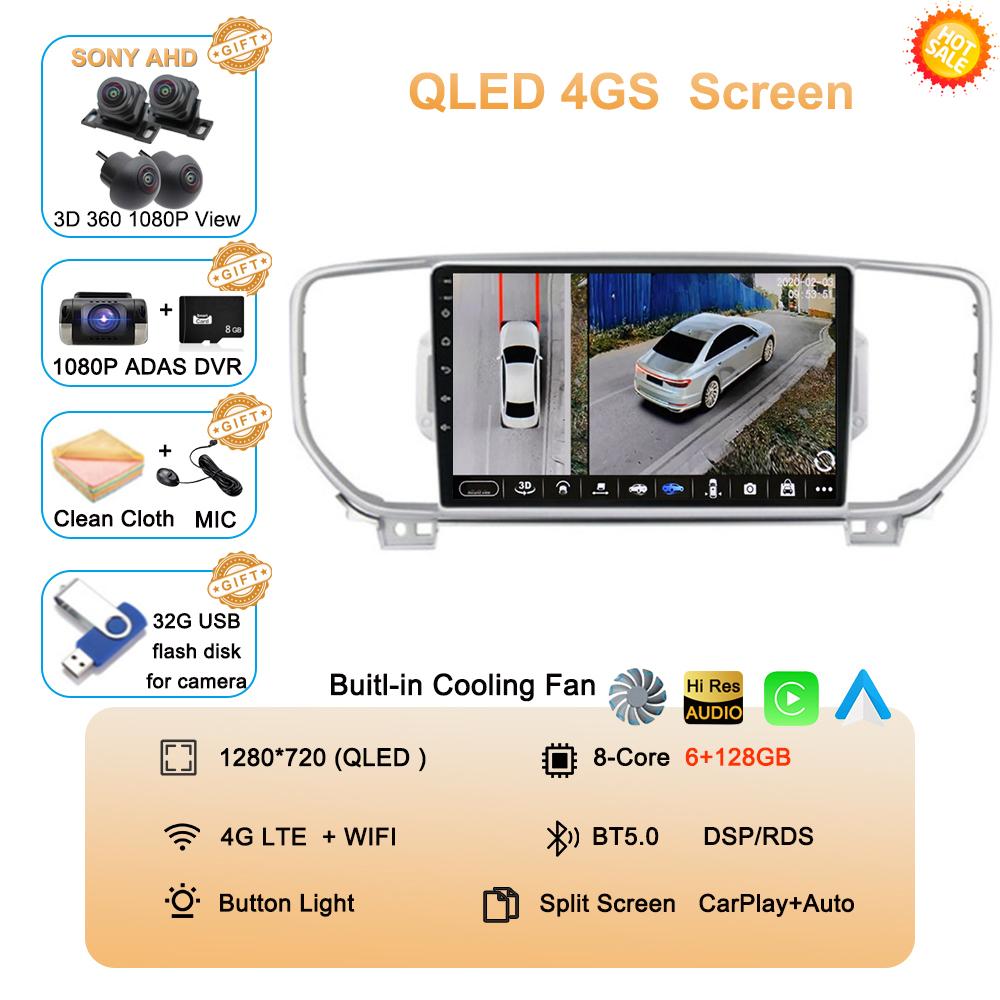 Radio Auto Android 14 Pentru KIA Sportage 4 KX5 2016 2017 2018 Wireless Carplay QLED Player Multimedia Video 4G Navigație MP5 DVD
