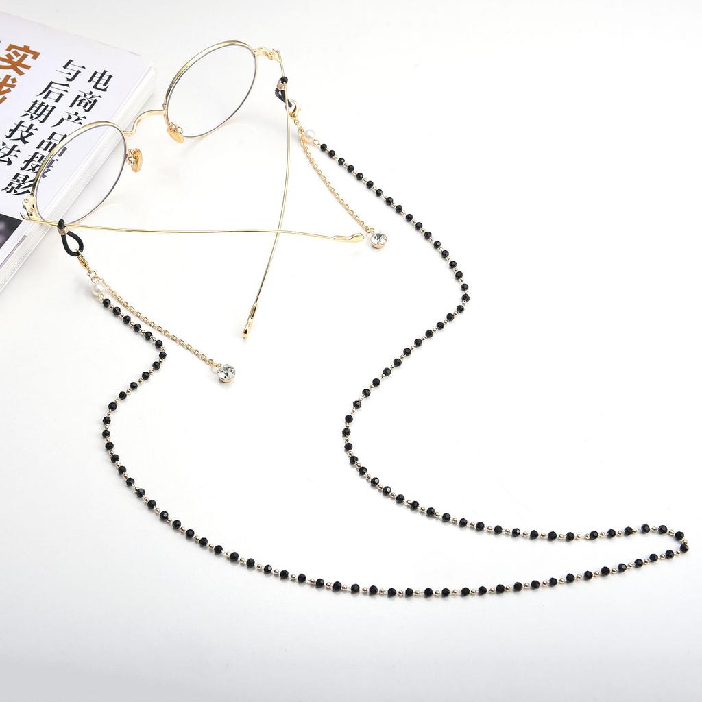 Copper Bead Darth Vader Chain Glasses Mask Chain, Pearl Rhinestone Frame Mask Accessories Women