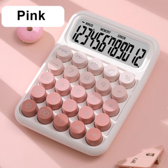 Mechanical Calculator with Large LCD Display Vintage Gradient Color 12-digit Desktop Calculator for Home Office