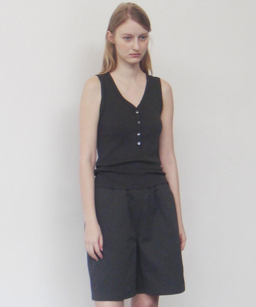 THERYE Linen Blend Half Shorts(Charcoal)