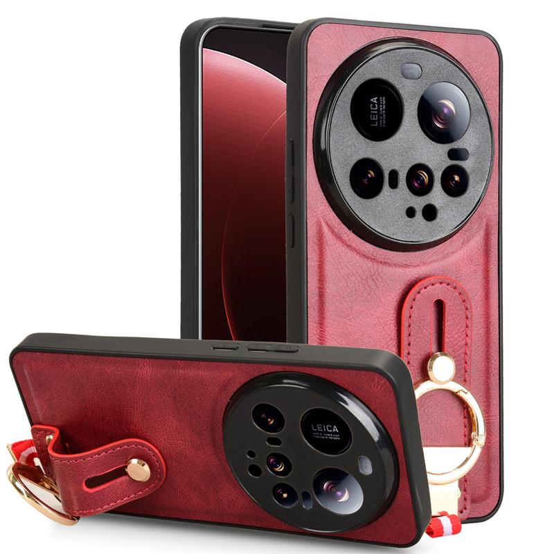 For  15 Ultra Case Fashion Ring WristStrap Leather Phone Holder Case For  15 Ultra Drop-Resistant Cover
