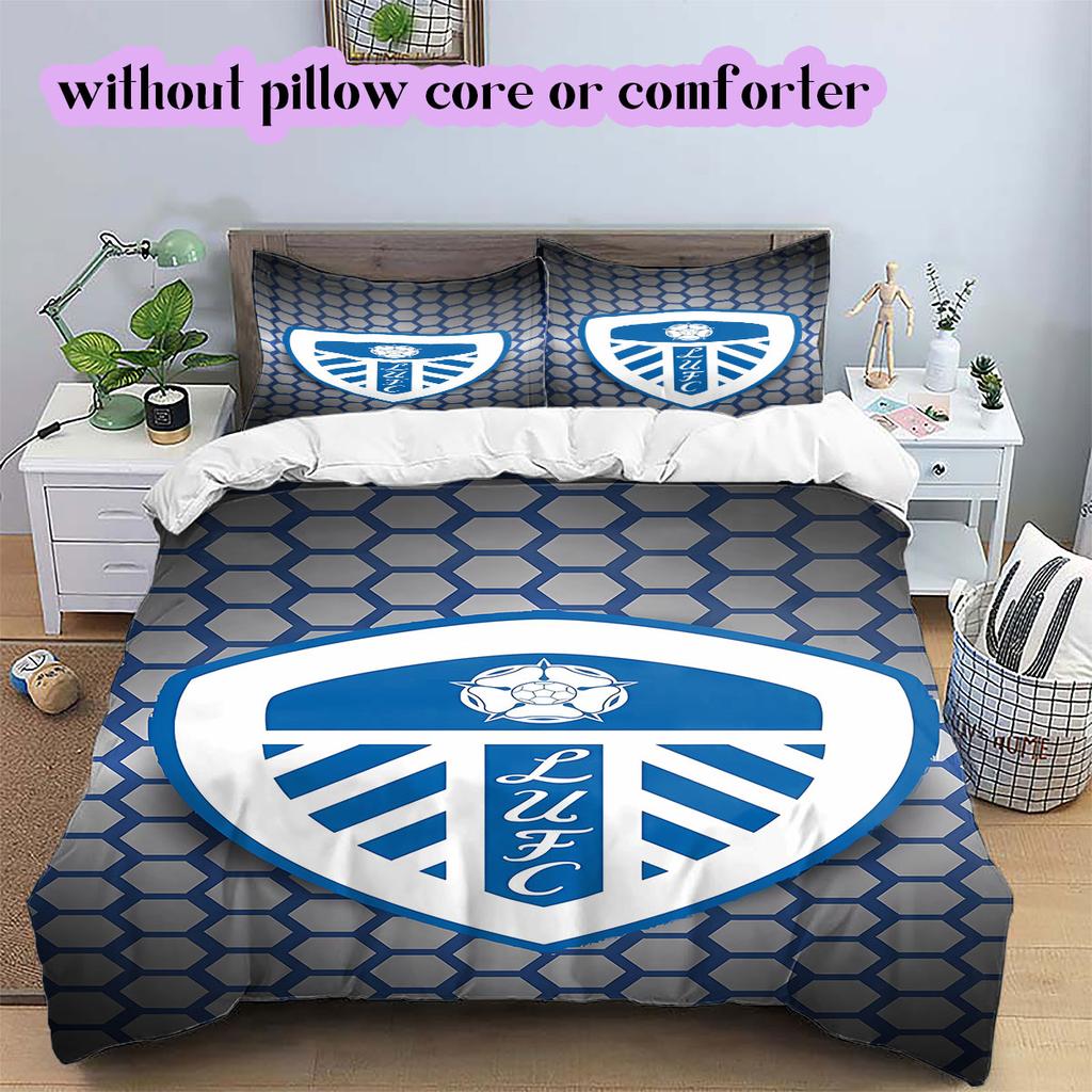 Leeds United Pattern Bedding,Quilt Set Quilt Cover Pillowcase Home Birthday Gift (1*duvet cover+2*pillowcase,without core)