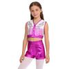 Children‘s Cowgirl Costume Set Sequins Metallic Fringe Sleeveless Top and Matching Shorts for Western Theme Fancy Ball Party