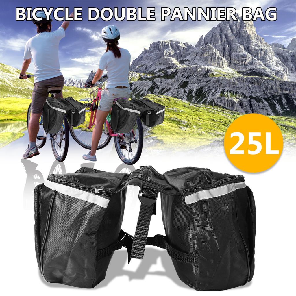 Pannier Bag-25L Waterproof Mountain Road Bicycle Bike Rack Rear Seat Tail Carrier Trunk Double Pannier Bag