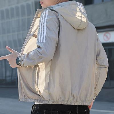 Fashion Solid Colour Sunsuit Men's Summer Ice Silk Breathable Hooded Fishing Clothes Outdoor Sportswear Quick-drying Skin Coat Jacket