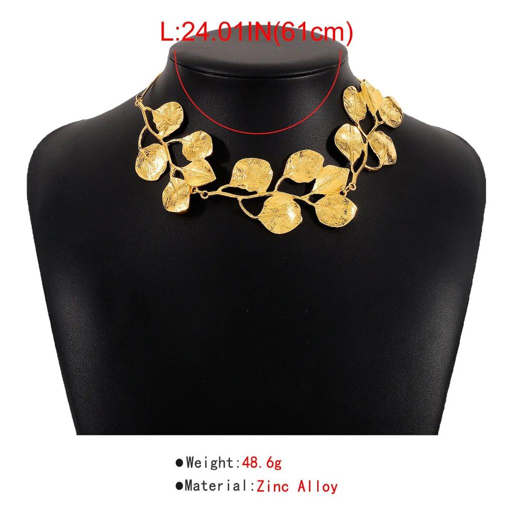 Ingemark Exaggerated Leaf Pendant Choker Necklace for Women Vintage Adjustable Box Chain Collares Grunge Jewelry Steampunk Men