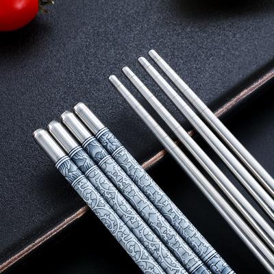 Stainless Steel Chopsticks Tableware Portable Reusable Blue Porcelain Patters Food Sticks Chopsticks Kitchen Dishes for Sushi