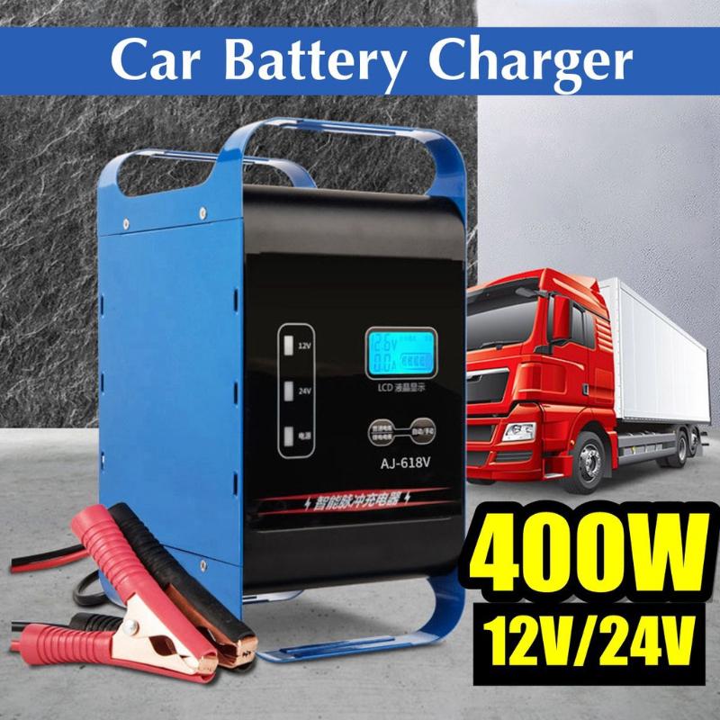 400W 12V/24V Car Battery Charger Intelligent Automatic Pulse Repair Lead acid Battery LCD Display Smart Automobile Motorcycle Charger