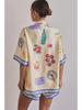 25th Anniversary Summer Cartoon Lapel Cardigan & Shorts Set