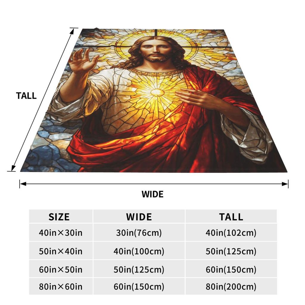 Jesus Christ Angelic Heart Religious Blanket Soft Warm Flannel Throw Blanket Bedspread for Living room Picnic Travel Home Sofa
