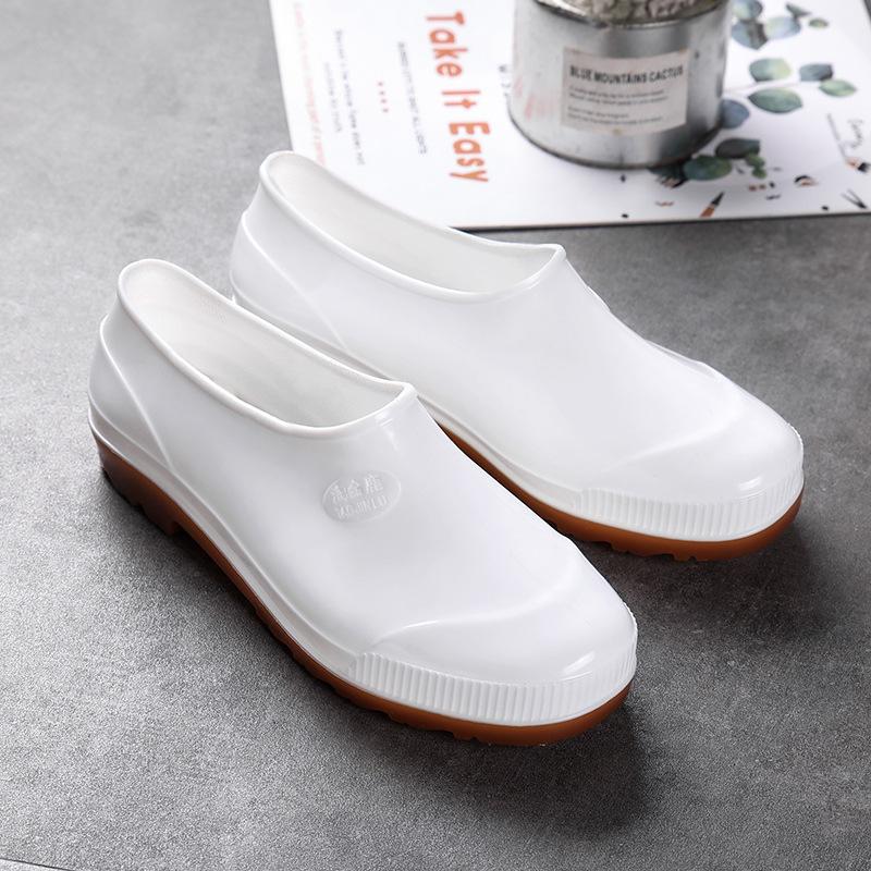 2025 new hygiene work food boots rain shoes low-top quick-drying solid color non-slip white rubber shoes light and high quality