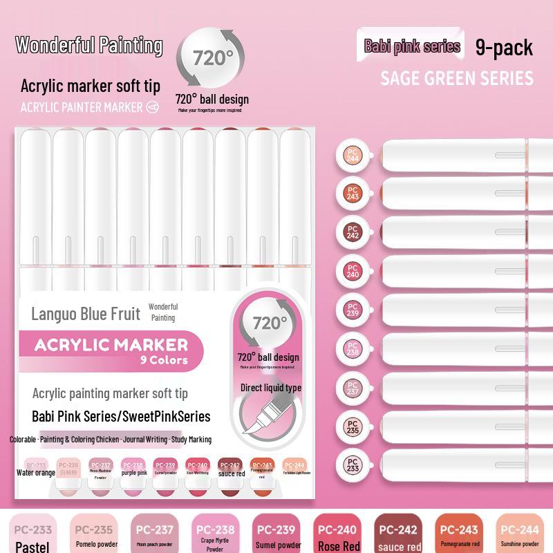 Blue Fruit Direct Liquid Acrylic Marker Pen for Kids - Large Capacity Soft Tip for Watercolor Painting