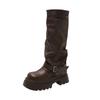 [Fanfna] Brown Versatile Platform Martin Boots Women's 2025 New Autumn and Winter Retro Maillard Boots