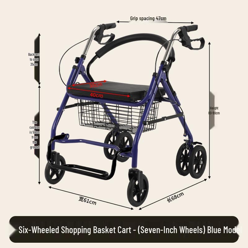 Rollator Walker with Seat & Basket for Elderly Mobility and Shopping