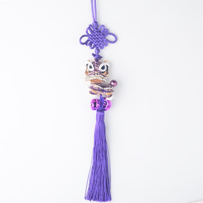 Lion Dance Car Pendant Ornament - Peace Amulet with Hanging Tassel