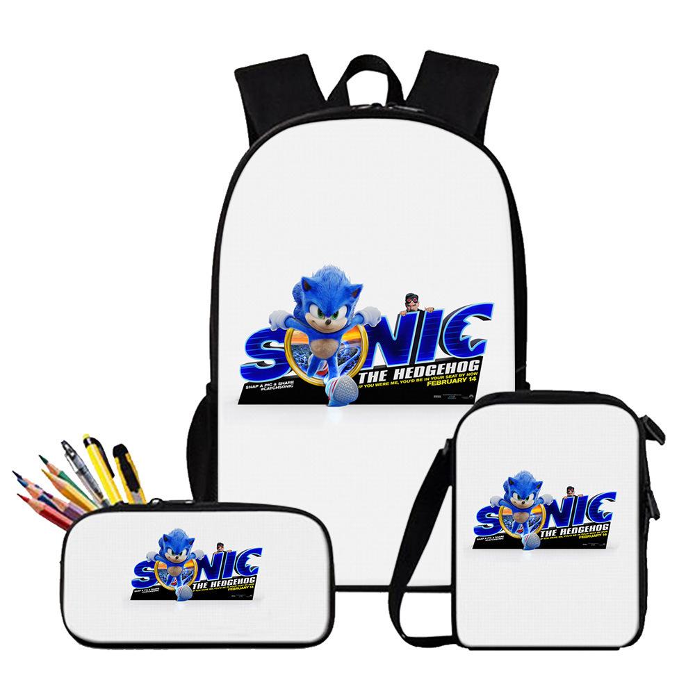Anime Sonic Backpack Set 3D Printed Backpack Three-Piece Set