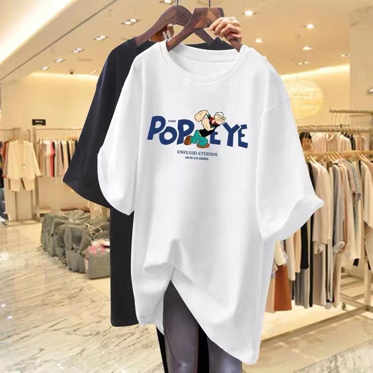 

Dark green Year of the Rabbit short-sleeved T-shirt for women s early spring 2025 new medium and long loose pure cotton textured top M белый