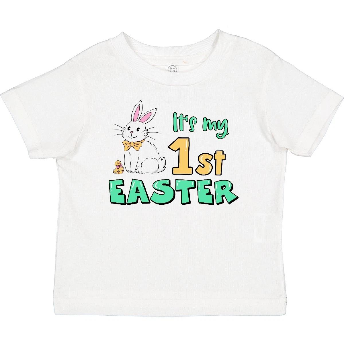 Inktastic It s My 1st Easter With Cute Chick And Bunny Baby kids boys T-Shirt Bow Tie Gem 120
